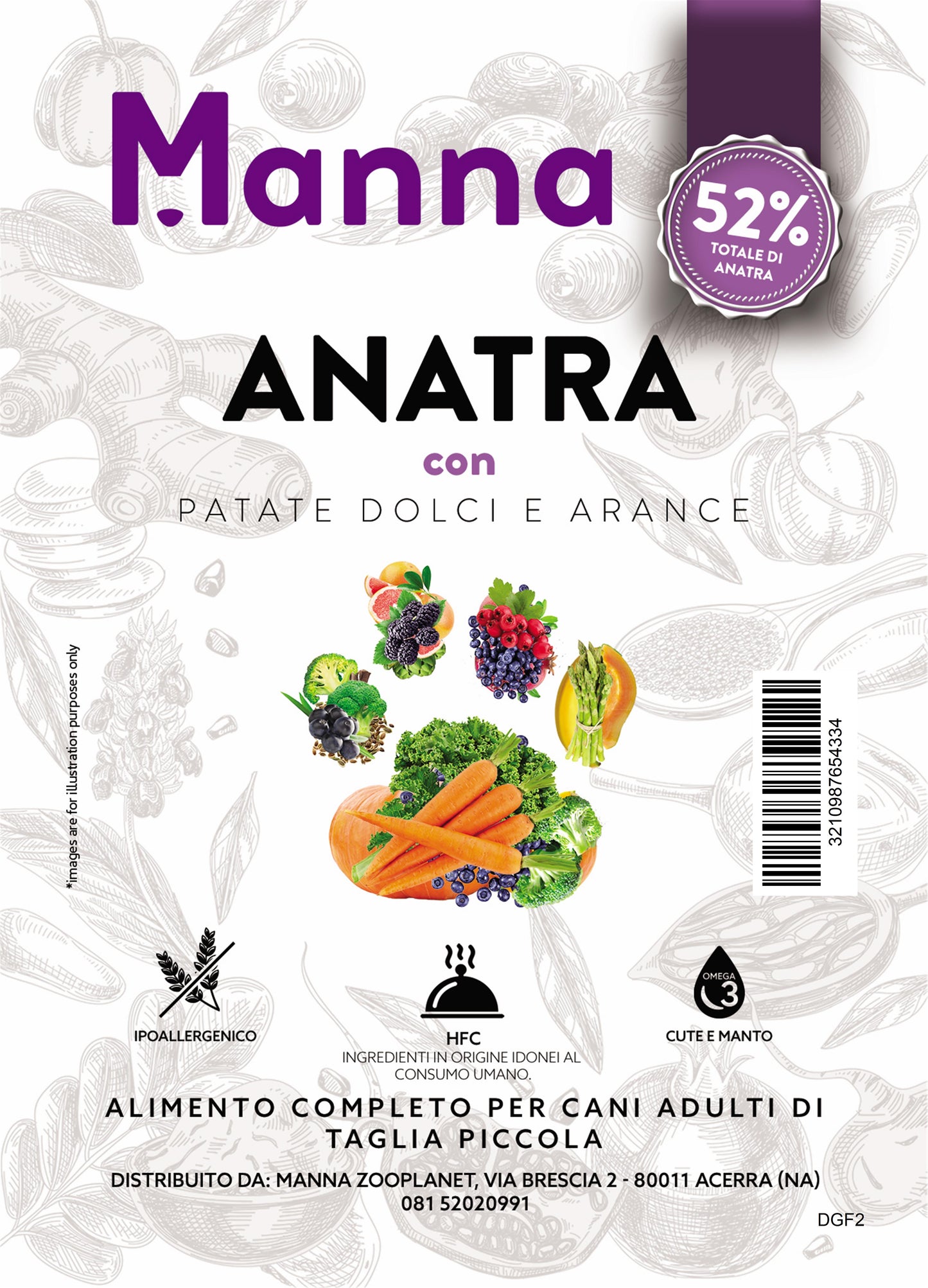 Grain free adult mini anatra con patate dolci e arance 2kg