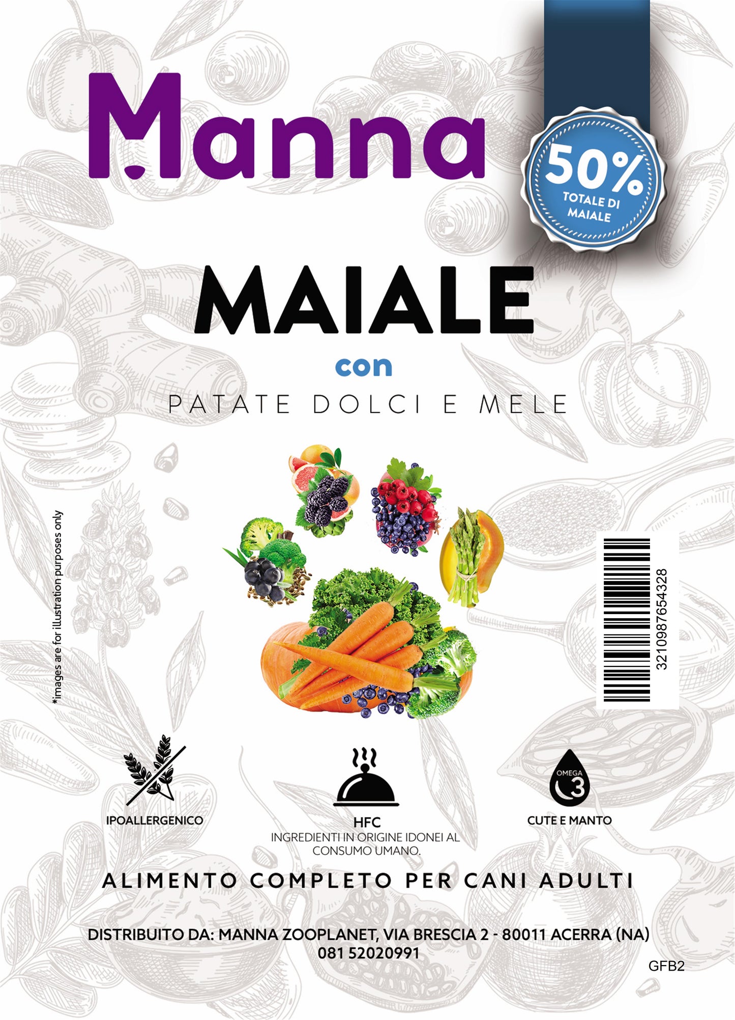 Grain free adult maiale con patate dolci e mele 2kg