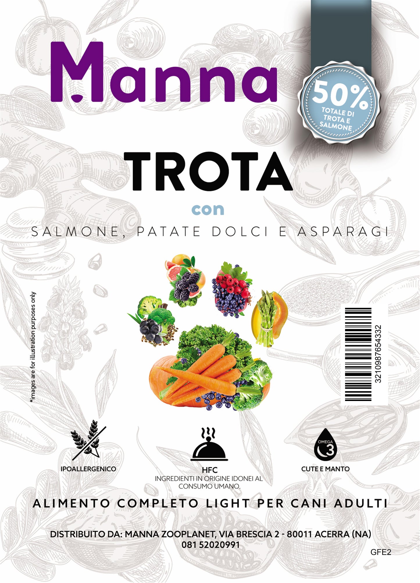 Grain free adult light trota con salmone, patate dolci e asparagi 2kg