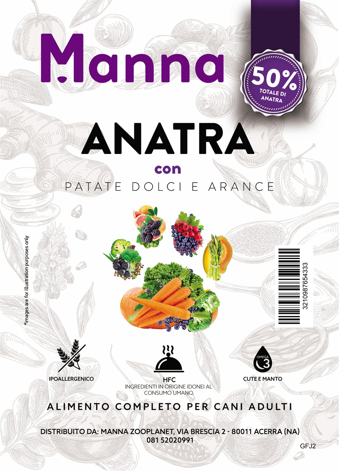 Grain free adult anatra con patate dolci e arance 2kg