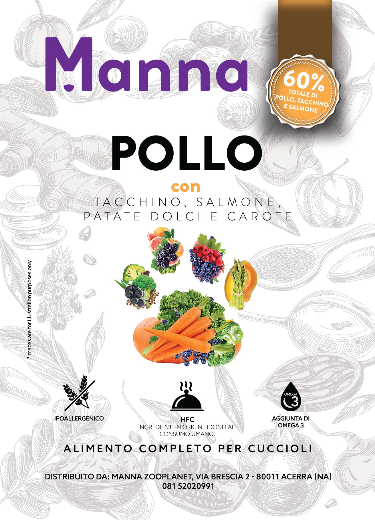 Grain free puppy pollo con tacchino, salmone, patate dolci e carote 2kg