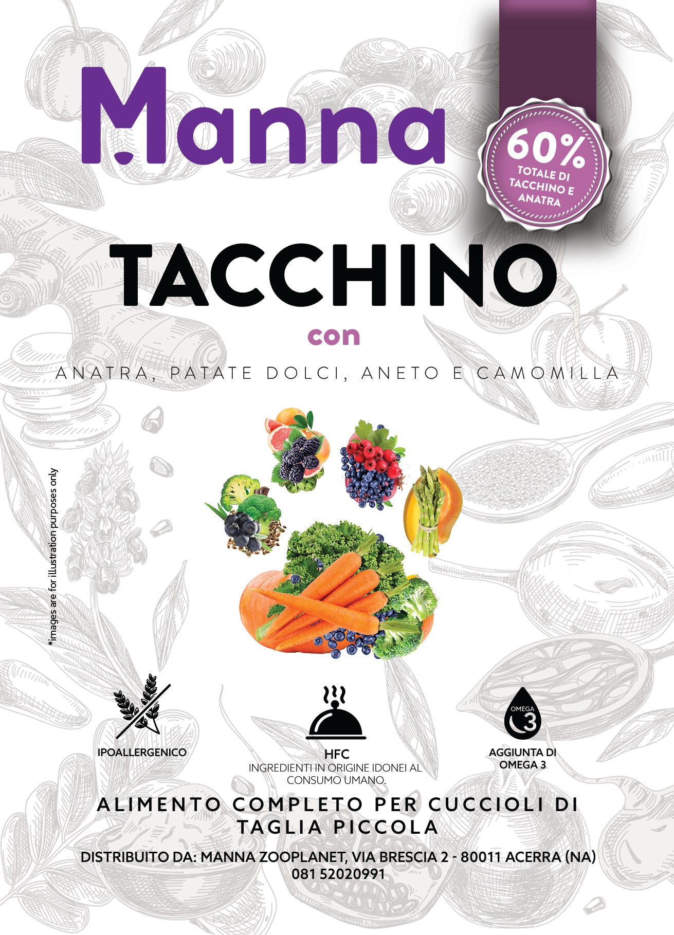 Grain free puppy mini tacchino con anatra, patate dolci, aneto e camomilla 2kg