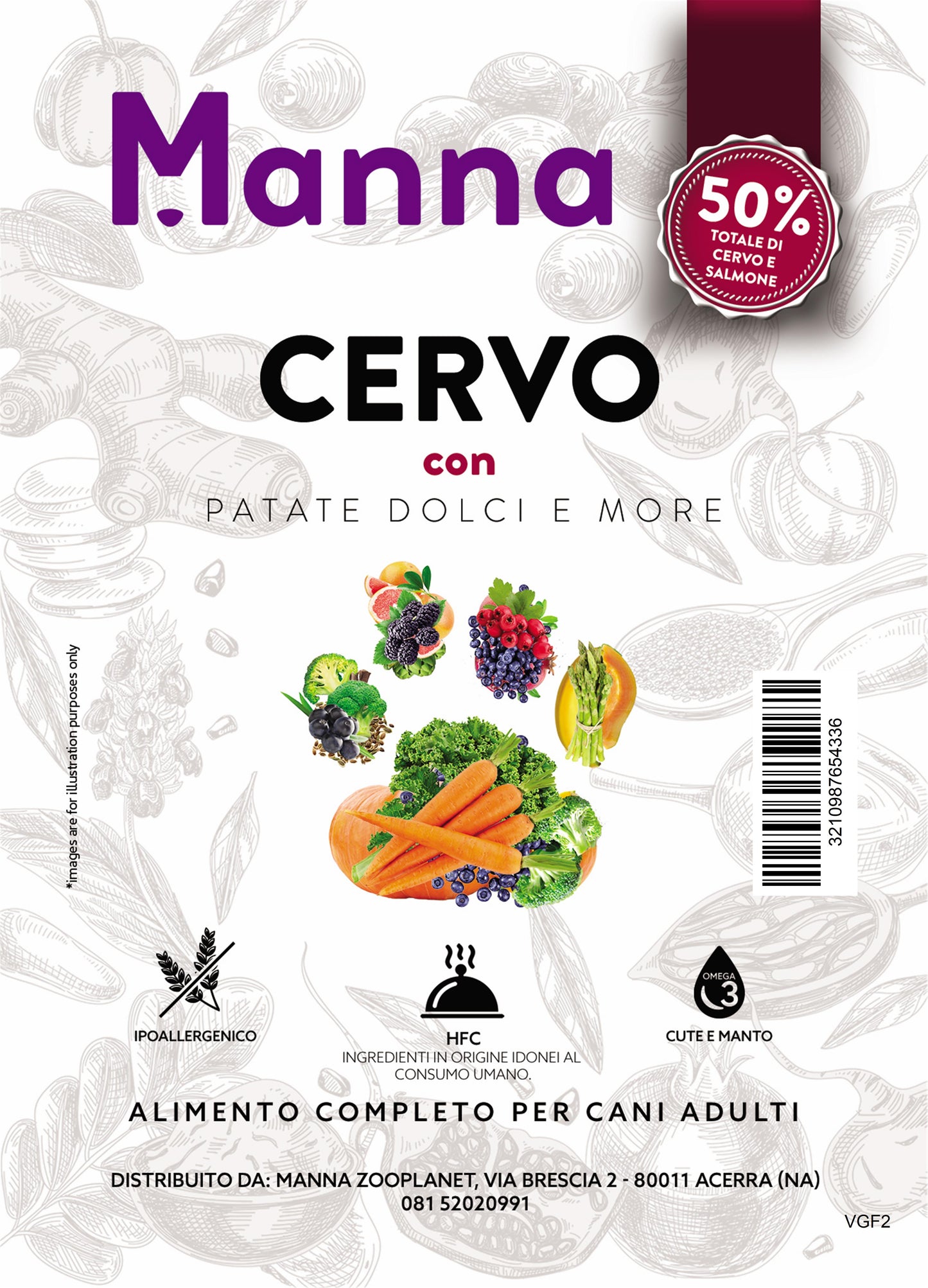 Grain free adult cervo con patate dolci e more 2kg