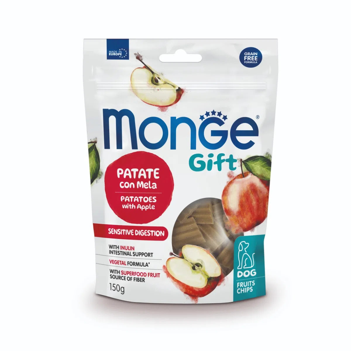 Monge Gift fruits chips sensitive digestion patate con mela 150g