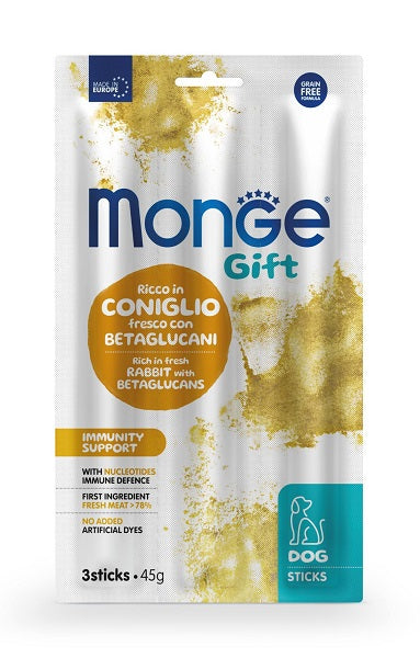 Monge Gift sticks immunity support coniglio fresco con betaglucani 45gr 3p