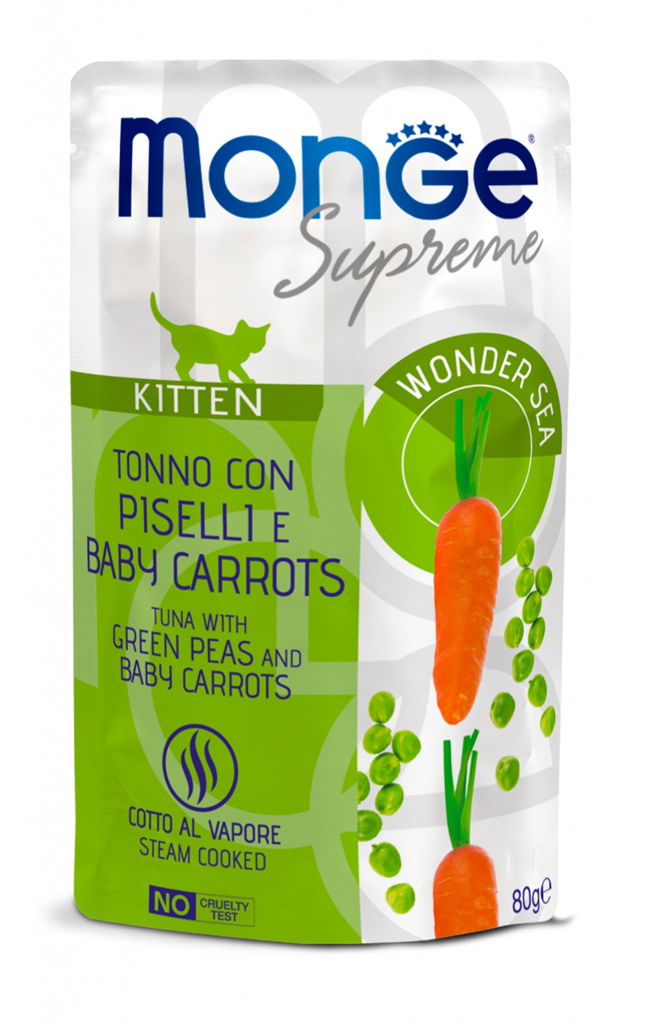 Monge supreme kitten tonno con piselli e baby carrots 80g