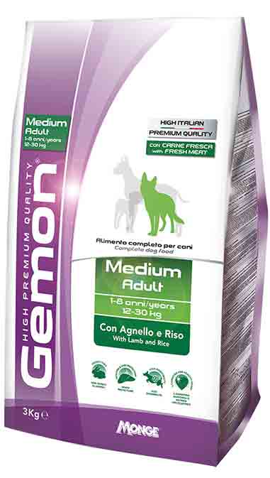 Gemon medium adult con agnello e riso