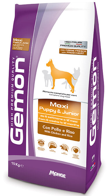 Gemon maxi puppy & junior con pollo e riso 15kg