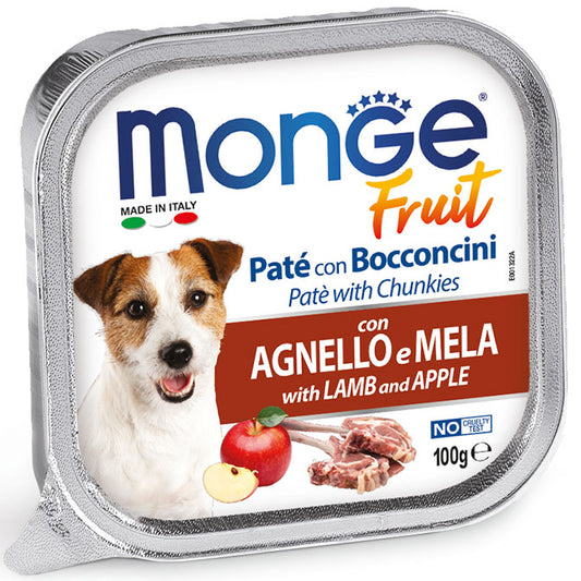 Monge patè e bocconcini con agnello e mela 100g