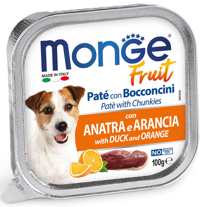 Monge patè e bocconcini con anatra e arancia 100g