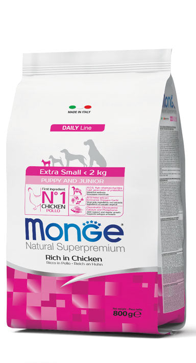 Monge extra small puppy & junior pollo 800gr