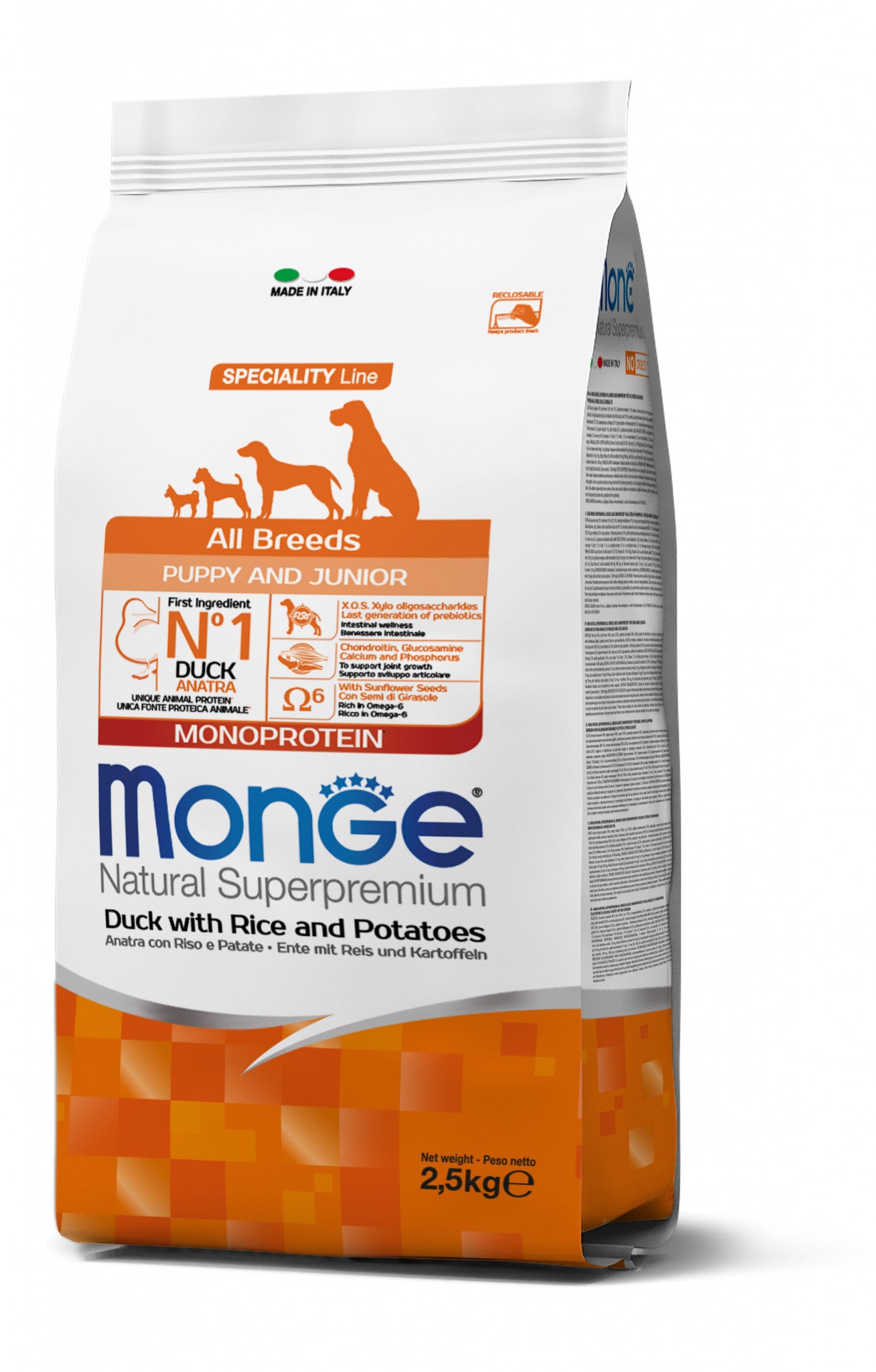 Monge all breeds puppy & junior anatra con riso e patate