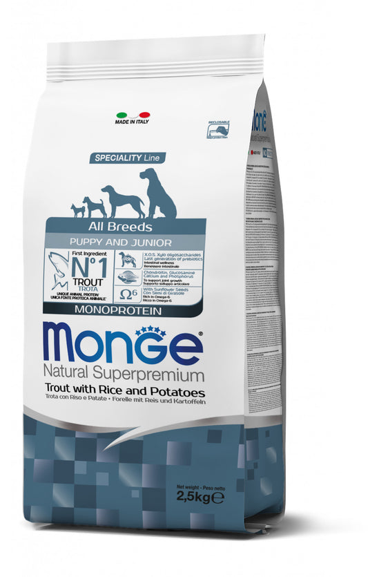 Monge all breeds puppy & junior trota con riso e patate