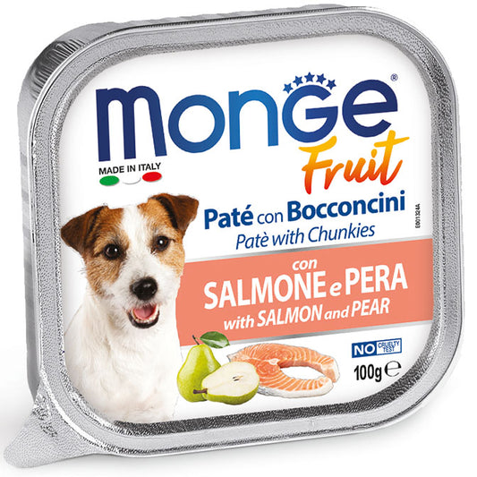 Monge patè e bocconcini con salmone e pera 100g