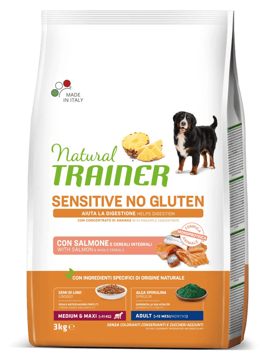 Trainer sensitive adult medium&maxi salmone 3kg