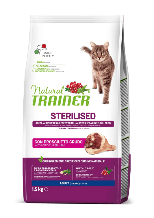 Trainer natural sterilised adult con prosciutto crudo 1,5kg